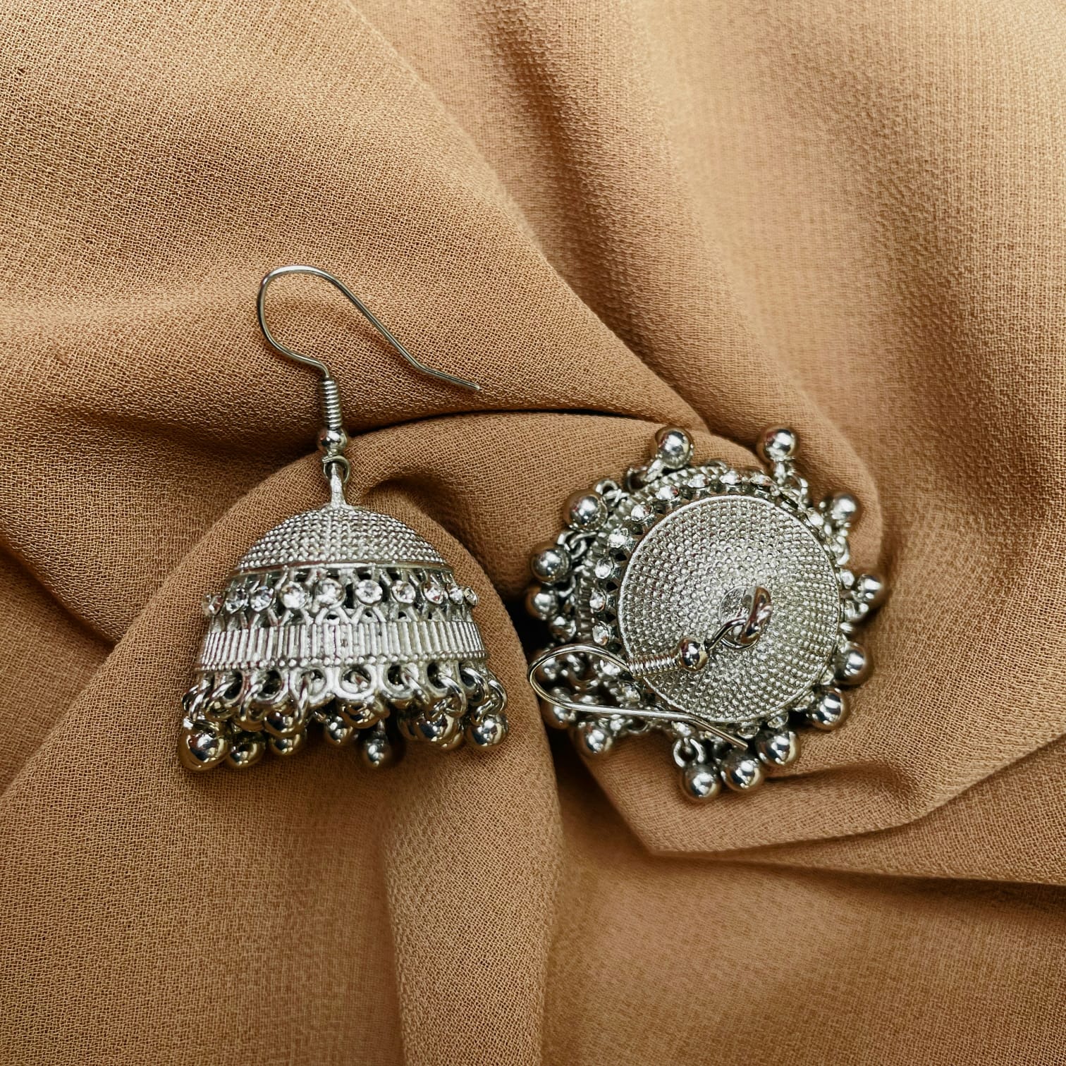 Moonbell Silver Jhumka