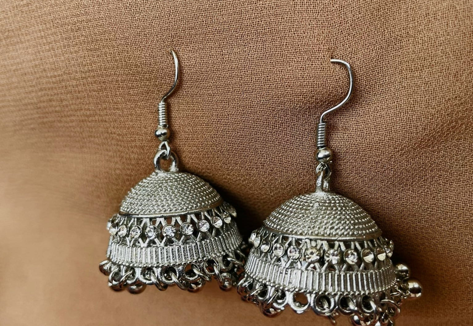 Moonbell Silver Jhumka