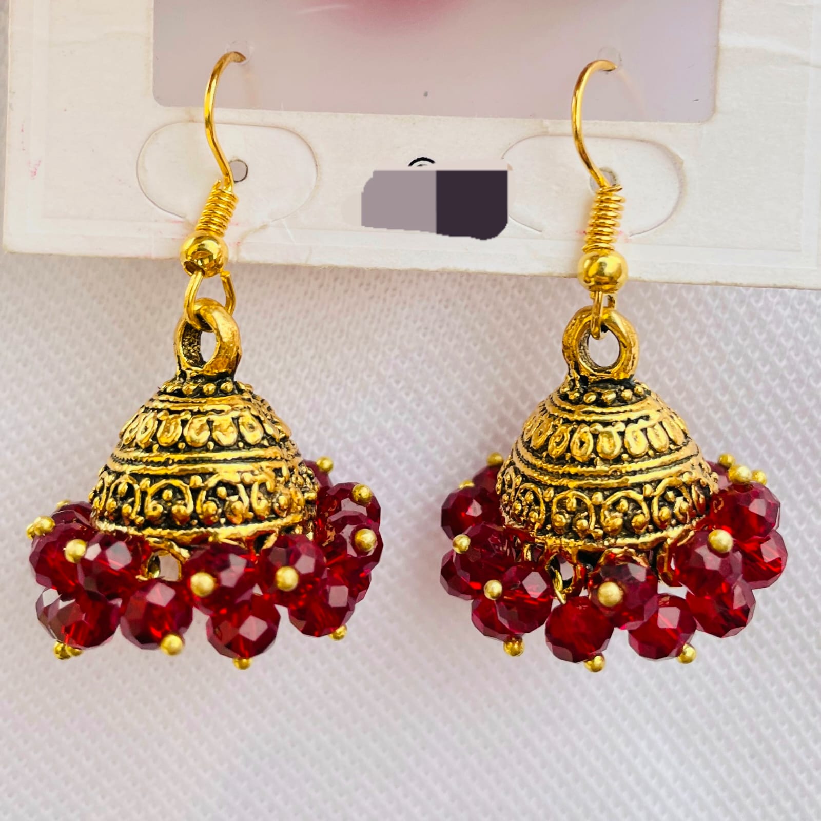 Crimson Bloom Jhumka