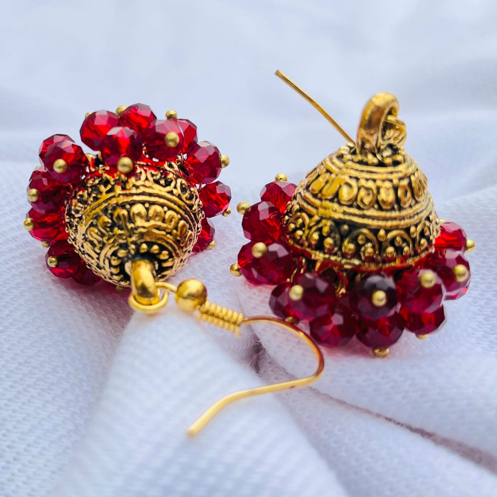 Crimson Bloom Jhumka