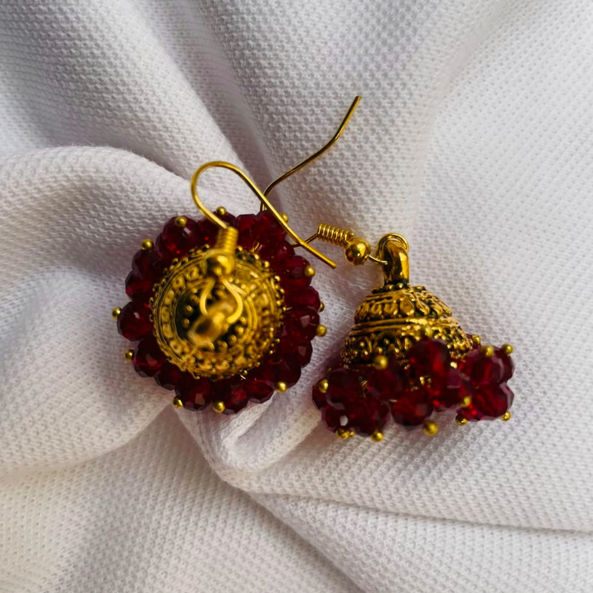 Crimson Bloom Jhumka