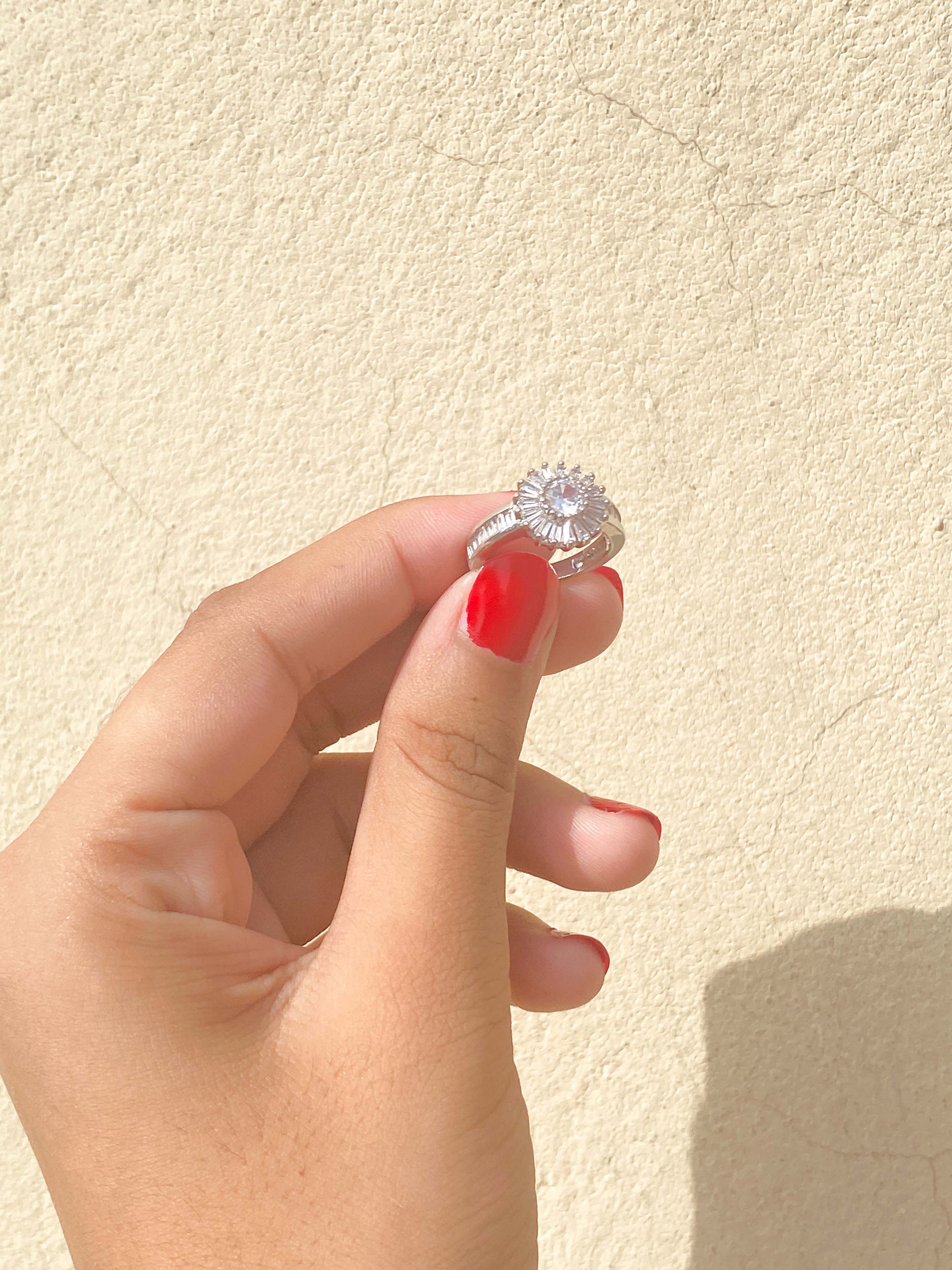 Sunburst Diamond Halo Ring